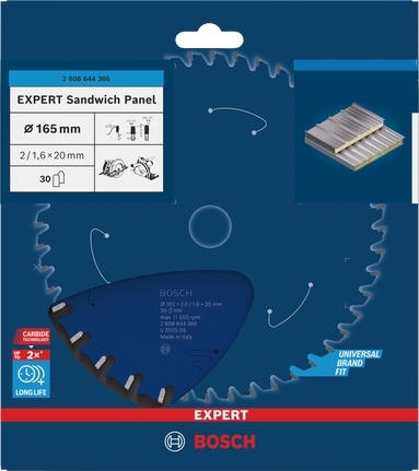 BoschEXPERT 三明治板圆锯片 165 毫米。